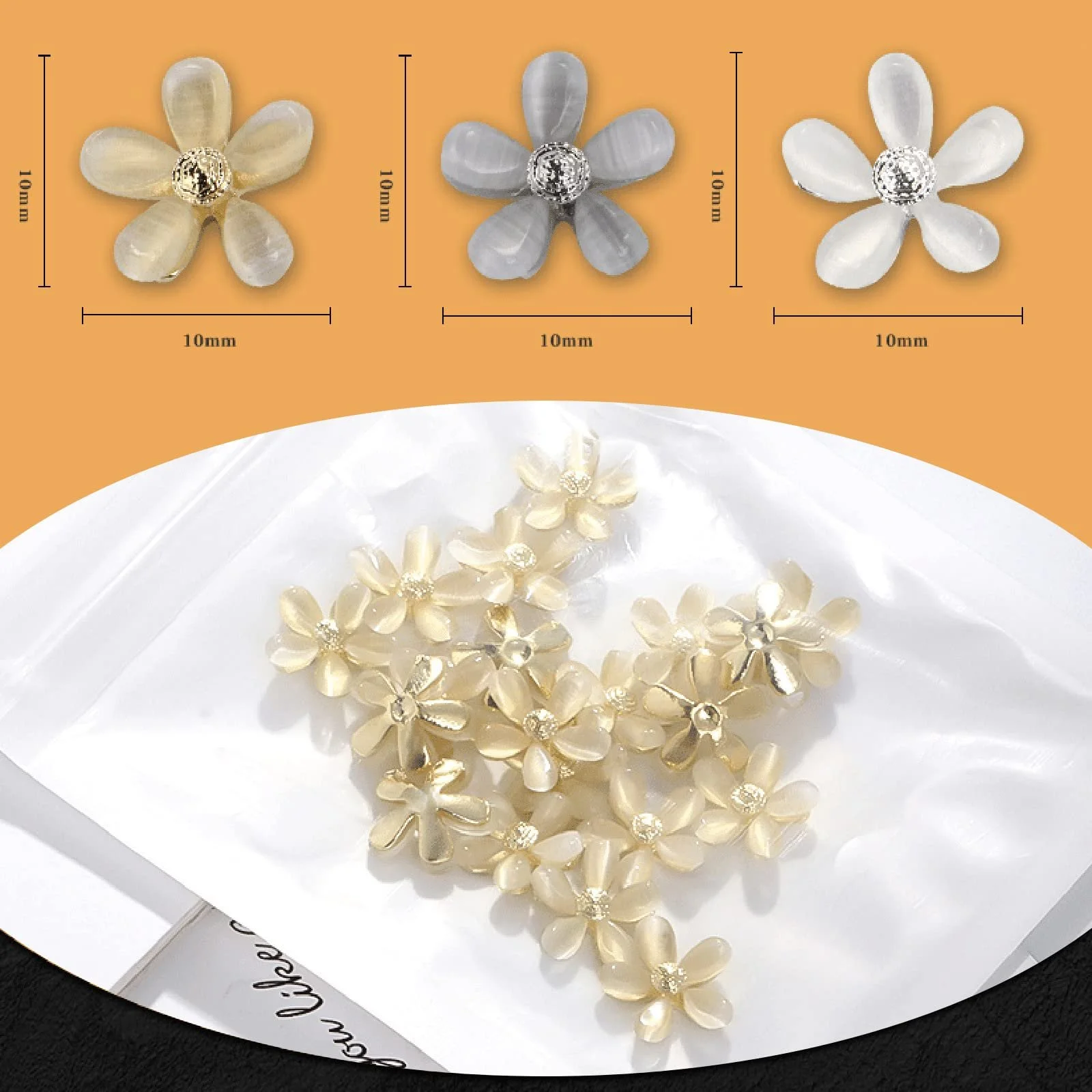 Стразы Цветок Опал Сплав 3D DIY Аксессуары для маникюра, 30 штук, 3 цвета, фото №2