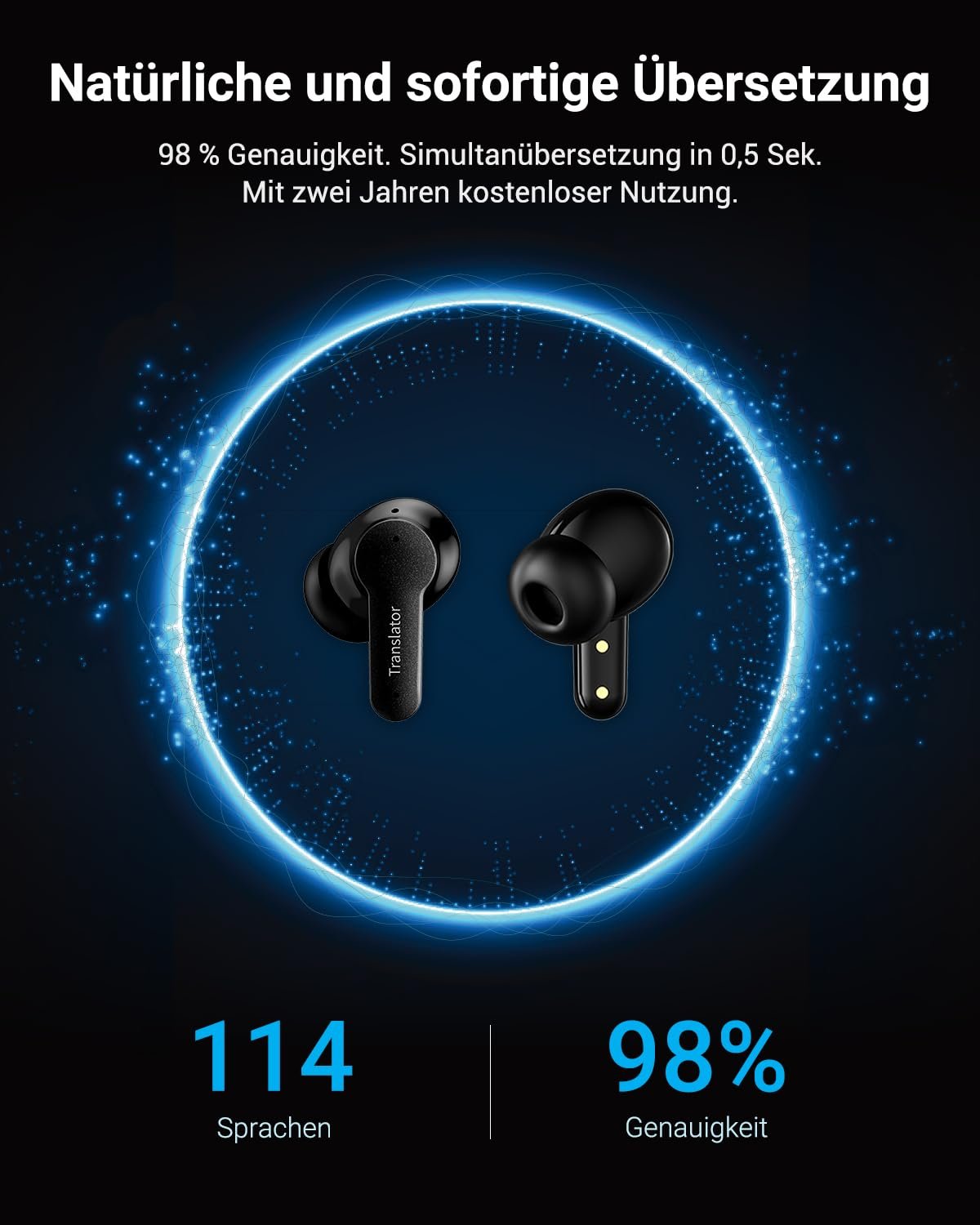 Навушники-перекладачі Wooask M3, Bluetooth 5.4, з мікрофоном ENC, для подорожей, навчання та бізнесу, фото №5