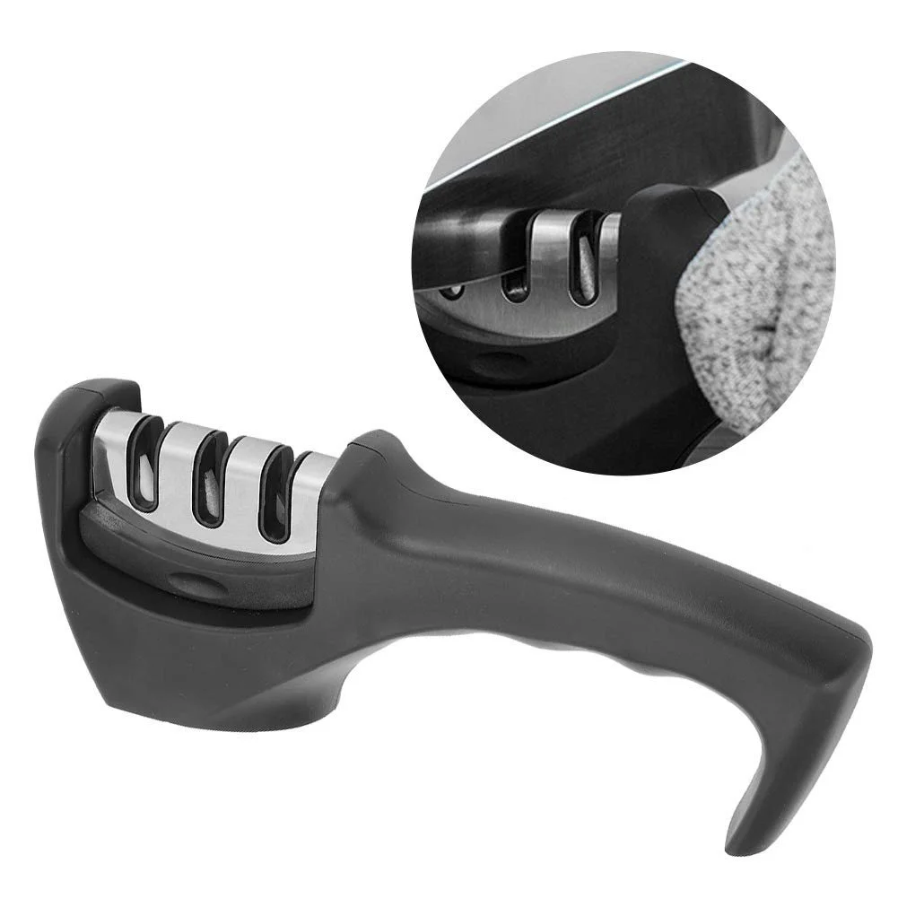 Точило для ножів ручна 3 в 1 багатофункціональна ергономічна ручка, фото №6