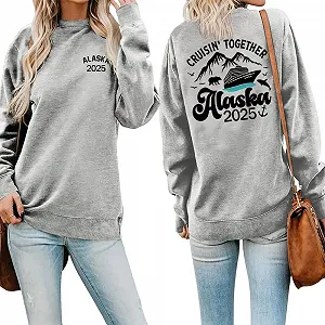 Женский Свитшот MLZHAN Alaska 2025 с принтом Cruisin Together Alaska 2025 Ship Back Printed Топы Harajuku - Фото 1