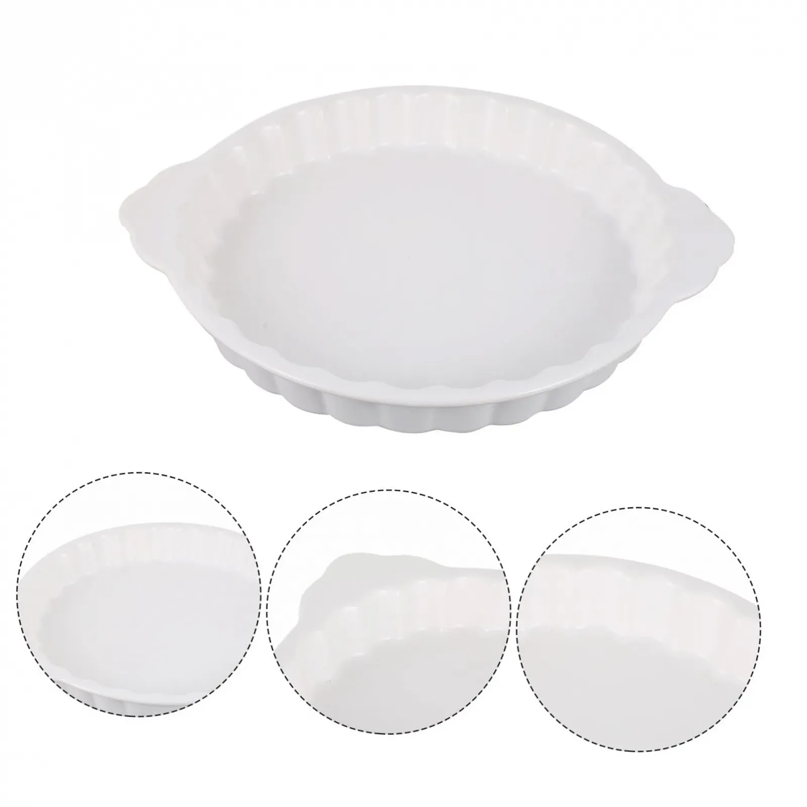 Форма для запекания Toyvian керамическая с ручками круглая белая, фото №7 Форма для запекания Toyvian керамическая с ручками круглая белая, фото №7