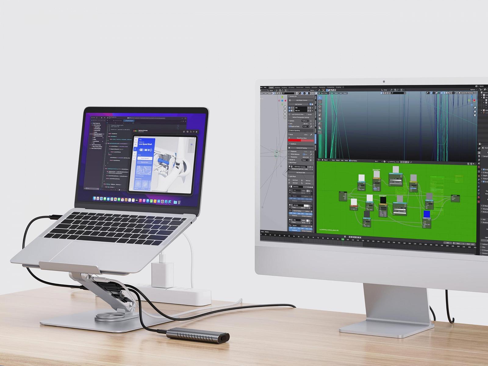 Подставка для ноутбука Conceptronic DONN27G с док-станцией 7 в 1, поворотным основанием на 360°, сложной регулируемой высотой, фото №7 Подставка для ноутбука Conceptronic DONN27G с док-станцией 7 в 1, поворотным основанием на 360°, сложной регулируемой высотой, фото №7