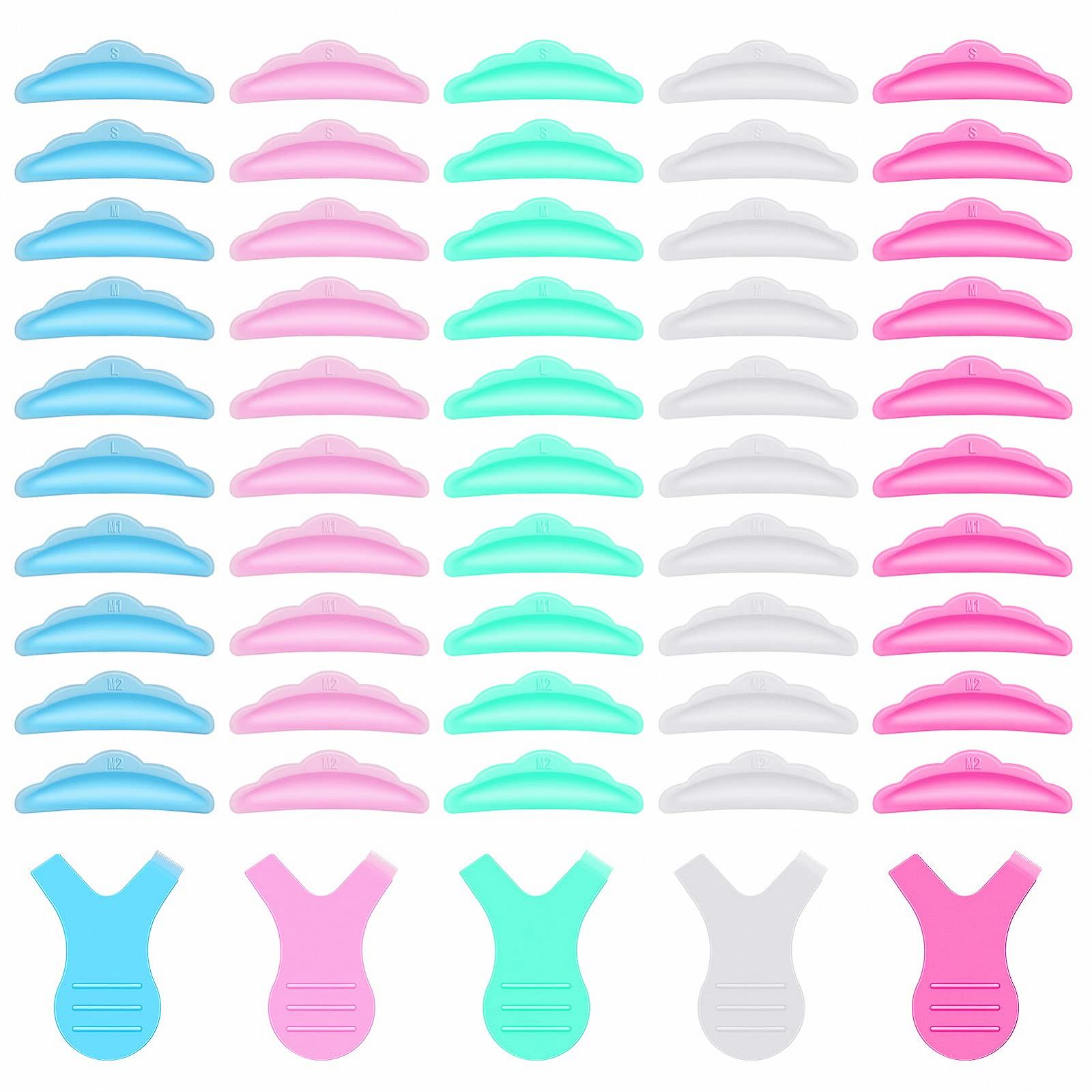 Набор Umorismo Eyelash Perm Curler 55 Штук Силиконовая многоразовая подушка для завивки ресниц 5 размеров с Y-образной щеткой для подъема ресниц поперечины, фото №1