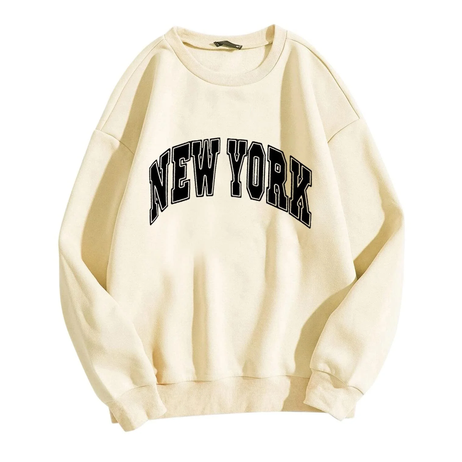 Женский свитшот с графическим принтом Однотонный Осенний New York Буквенный Свободный Повседневный Длинный рукав Милый Модный Мягкий Y2K 2025 Комфортный Готический Без капюшона, фото №1