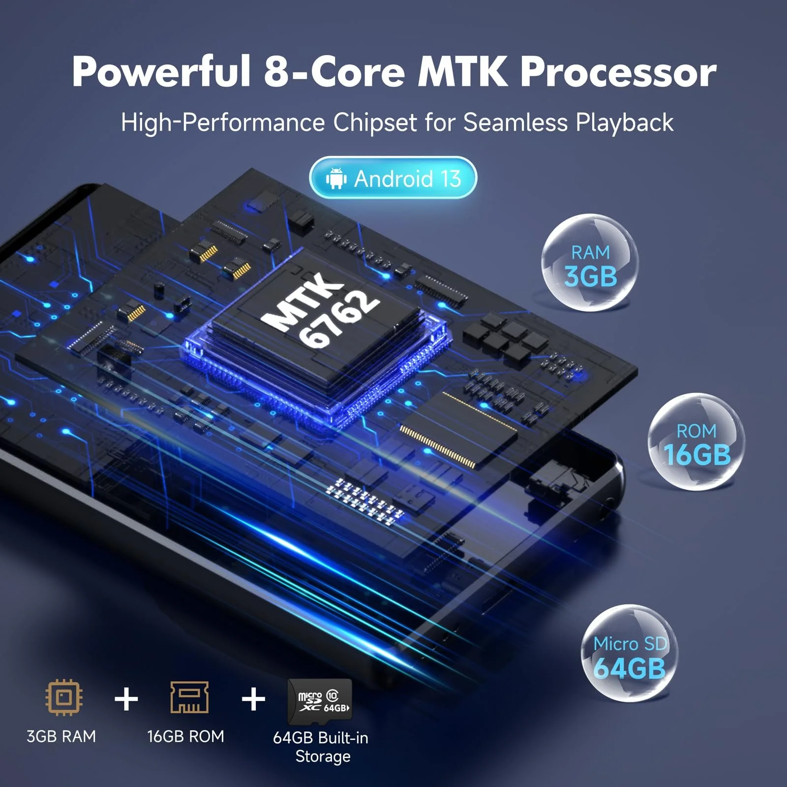 MP3-плеер Spotify с Bluetooth 83GB, 4.5-дюймовый сенсорный MP4-плеер WiFi, 2000 mAh Портативный стерео Hi-Fi с динамиком, Amazon Music, Android-плеер для потоковой передачи музыки для детей, FM-радио, фото №4