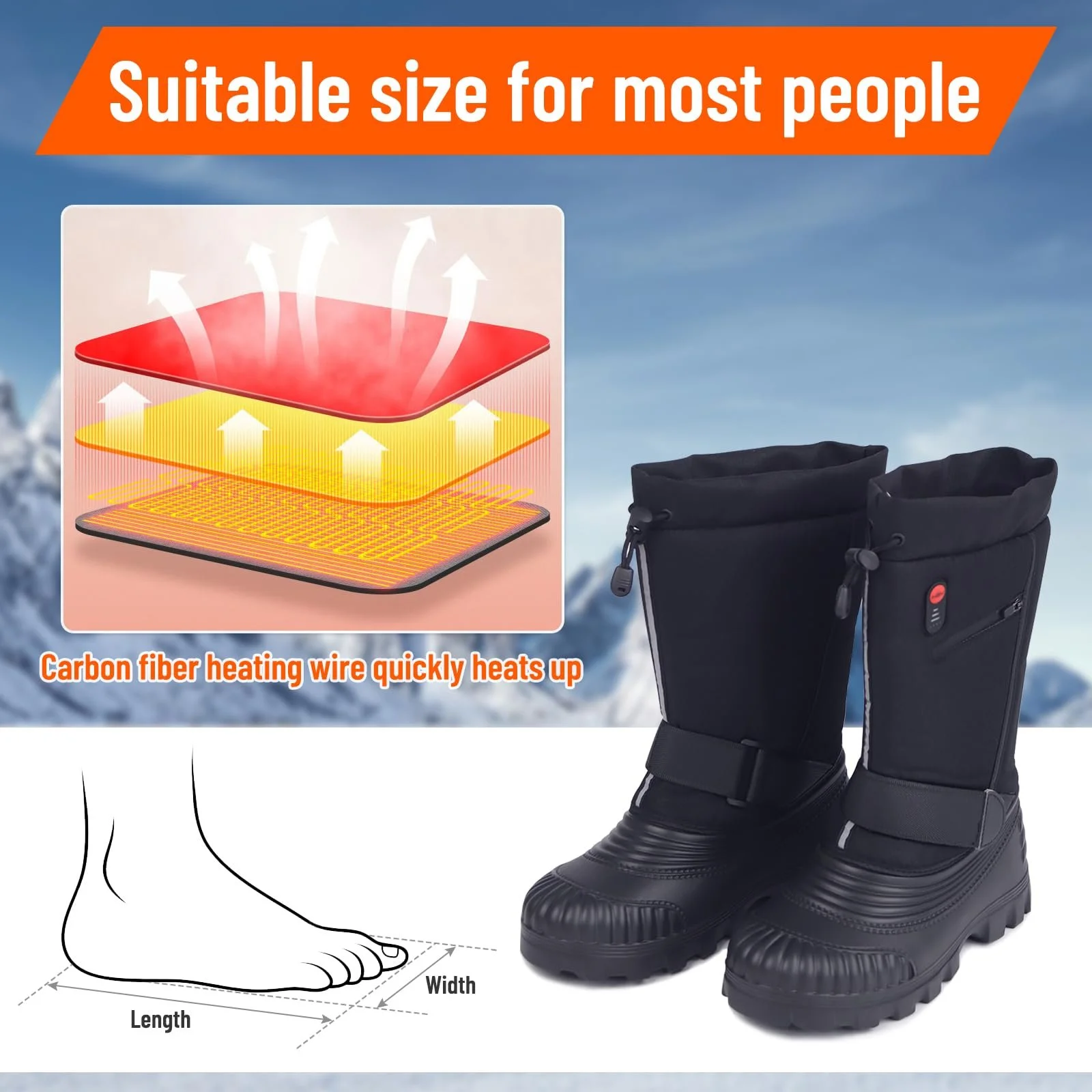 Зимние термо-ботинки OHAANYY с подогревом для мужчин, фото №2