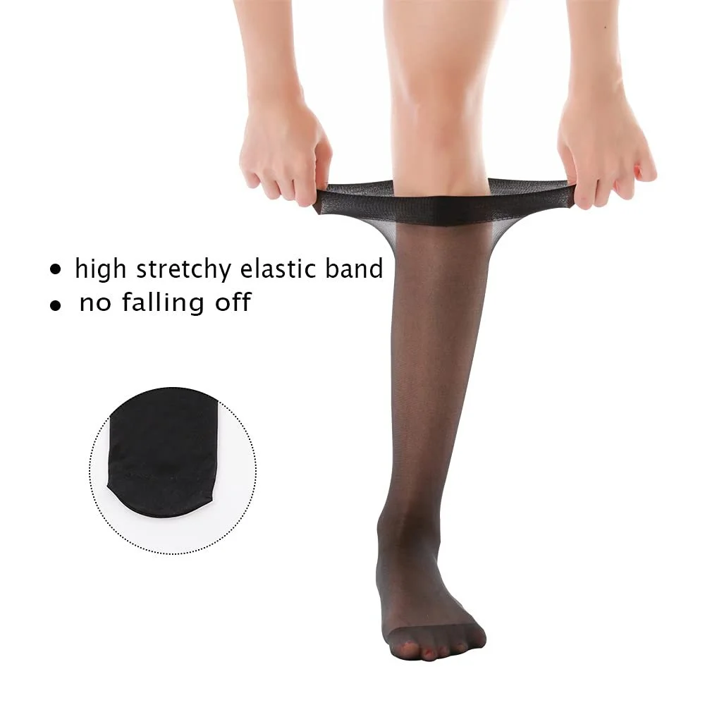 Женские гольфы HA WA, набор 9 пар, с мягким поясом для взрослых, тонкие гольфы, 20 ден, прозрачные, черного и телесного цветов, фото №3