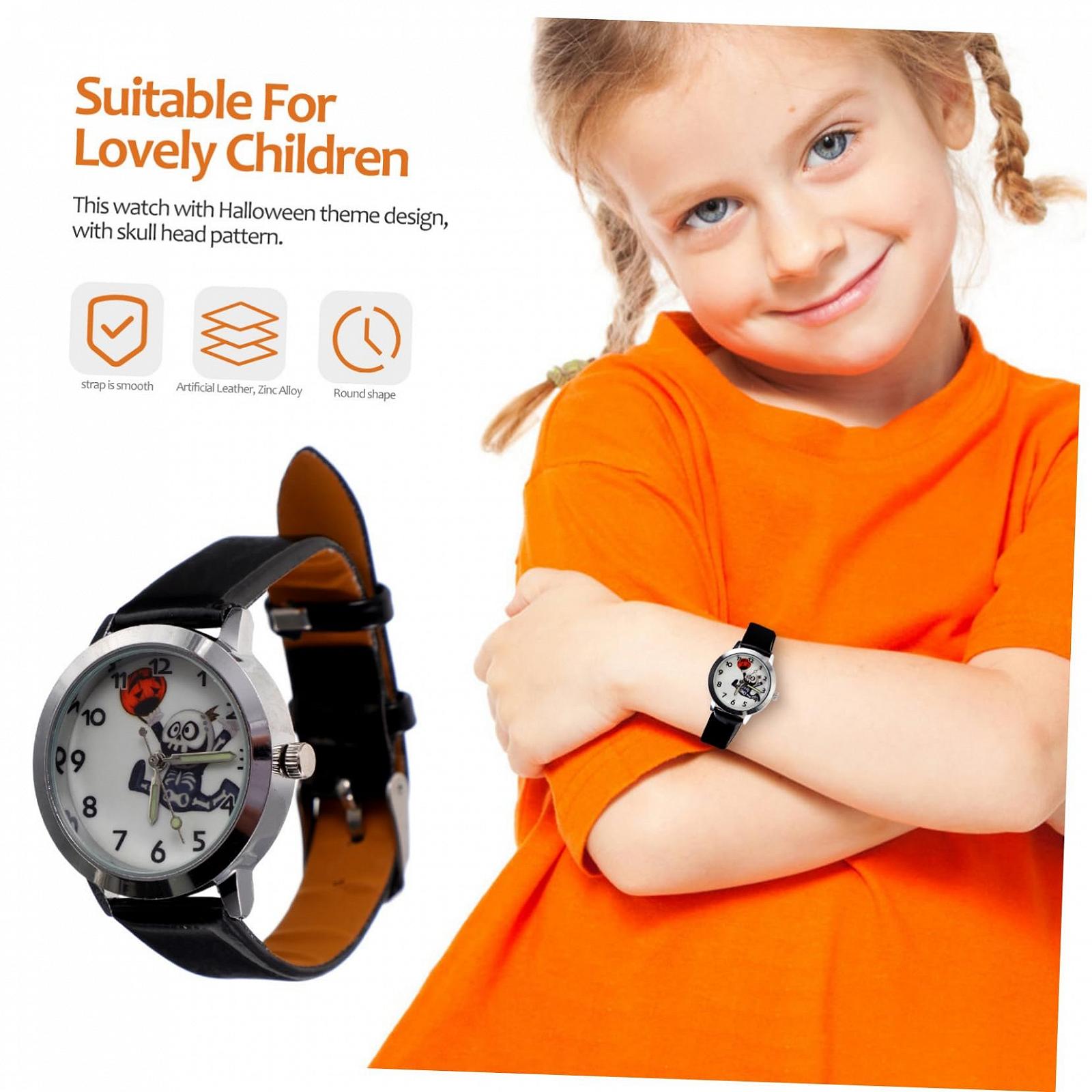 Часы LIFKOME на Хэллоуин, узор скелета, для мальчиков, девочек и взрослых, искусственная кожа, цинковый сплав, без драгоценных камней, фото №4