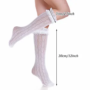 Гольфи з мереживом Білі з візерунком у вигляді серця synthetic.ua - Фото 1