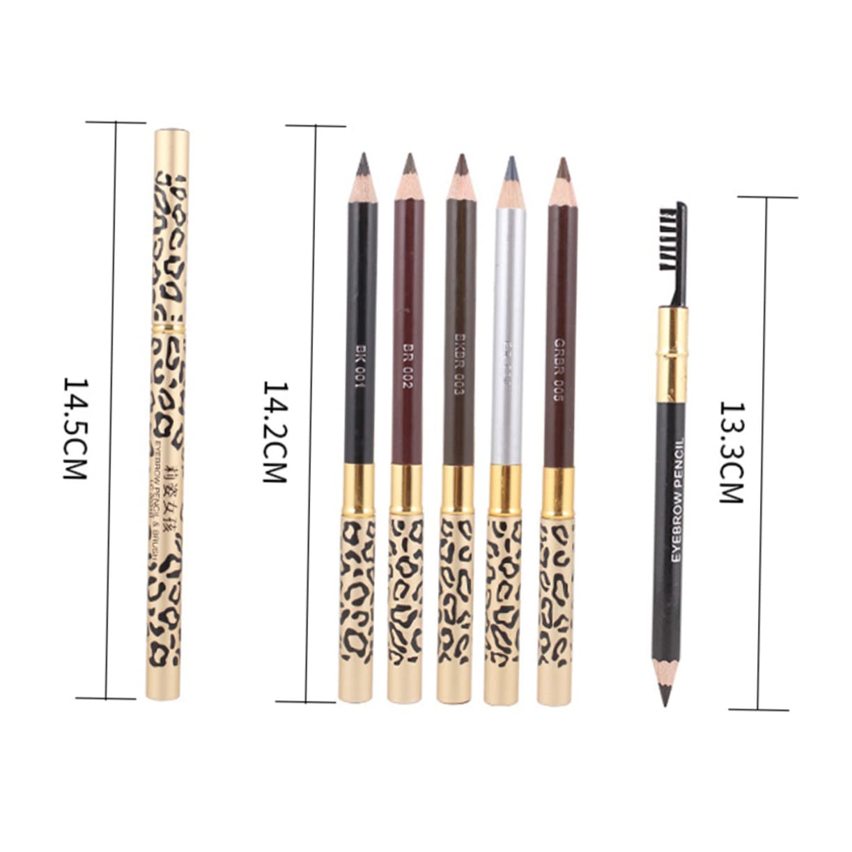 Набір MERRYHAPY 6 штук Олівці для брів Леопард Олівець для очей Кольорові Олівці Палетка Пензель для олівців для брів Бамбук Коричневий, фото №6
