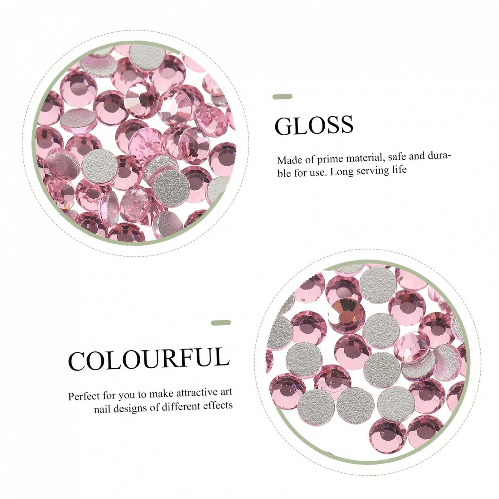 Стразы для ногтей NOLITOY 1, цветные, розовое стекло, фото №7