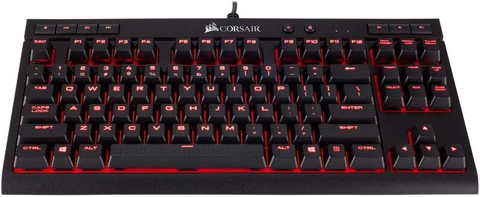 Ігрова клавіатура Corsair K63 / Механічна / USB / Cherry MX Red / Підсвітка / UKR / Black, Red (CH-9115020-ES), фото №2