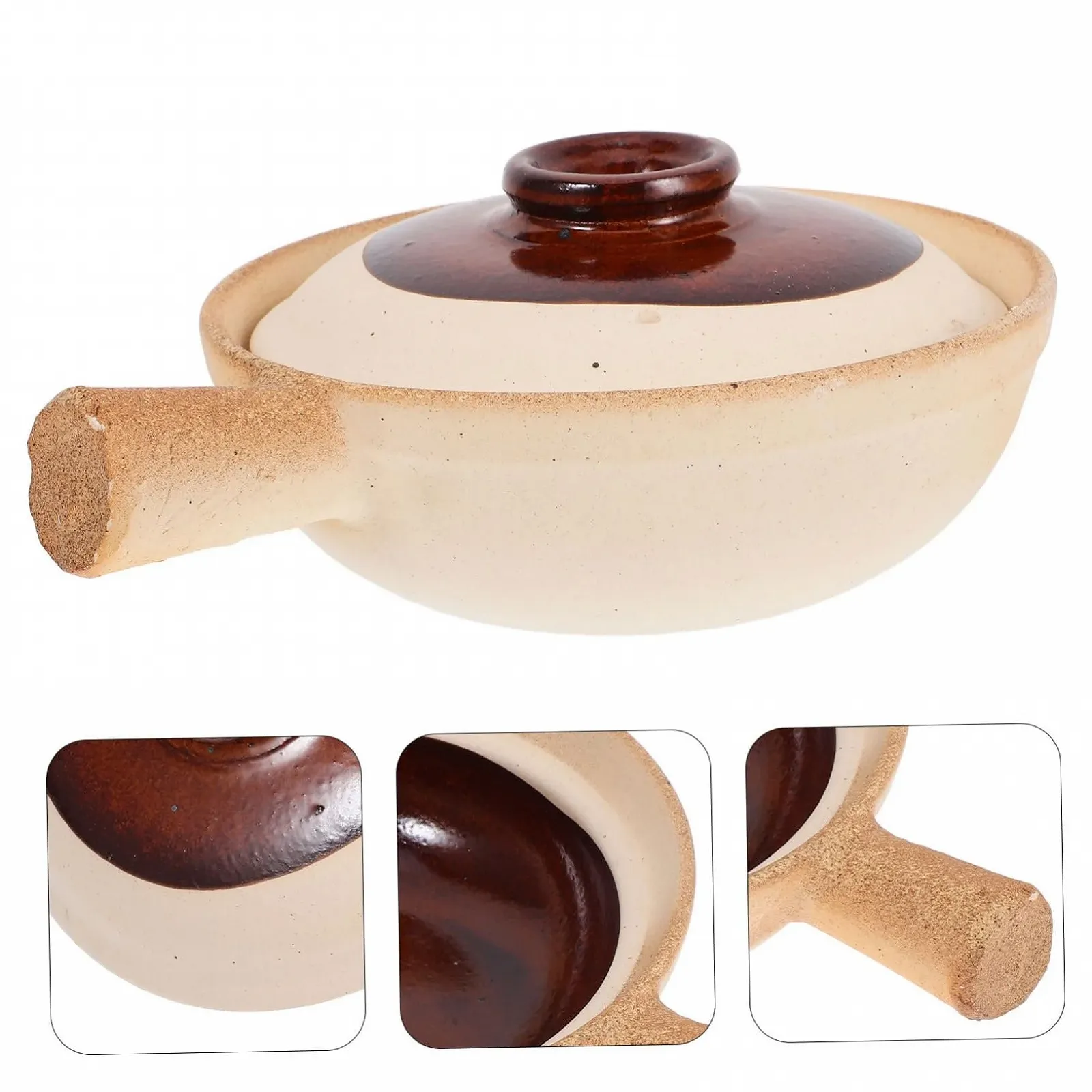 Керамічний Ківш VALICLUD теракотовий з кришкою, Термостійкий, для рису, фото №7