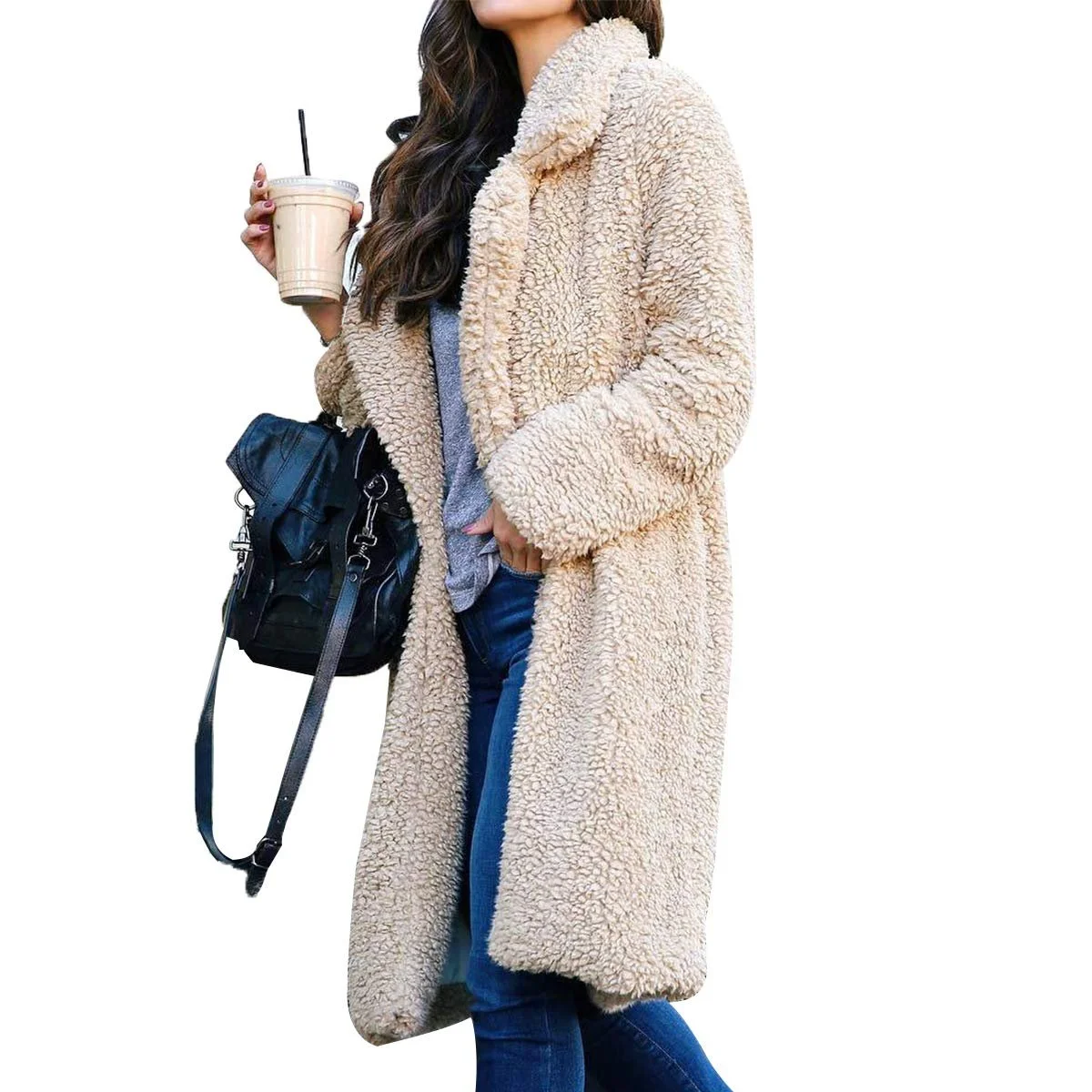 Жіночий кардиган з пухнастого флісу з лацканами, фото №1 Жіночий кардиган з пухнастого флісу з лацканами, фото №1