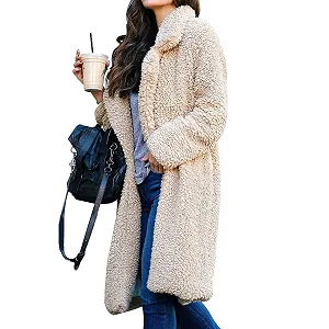 Женский кардиган из пушистого флиса с лацканами - Фото 1