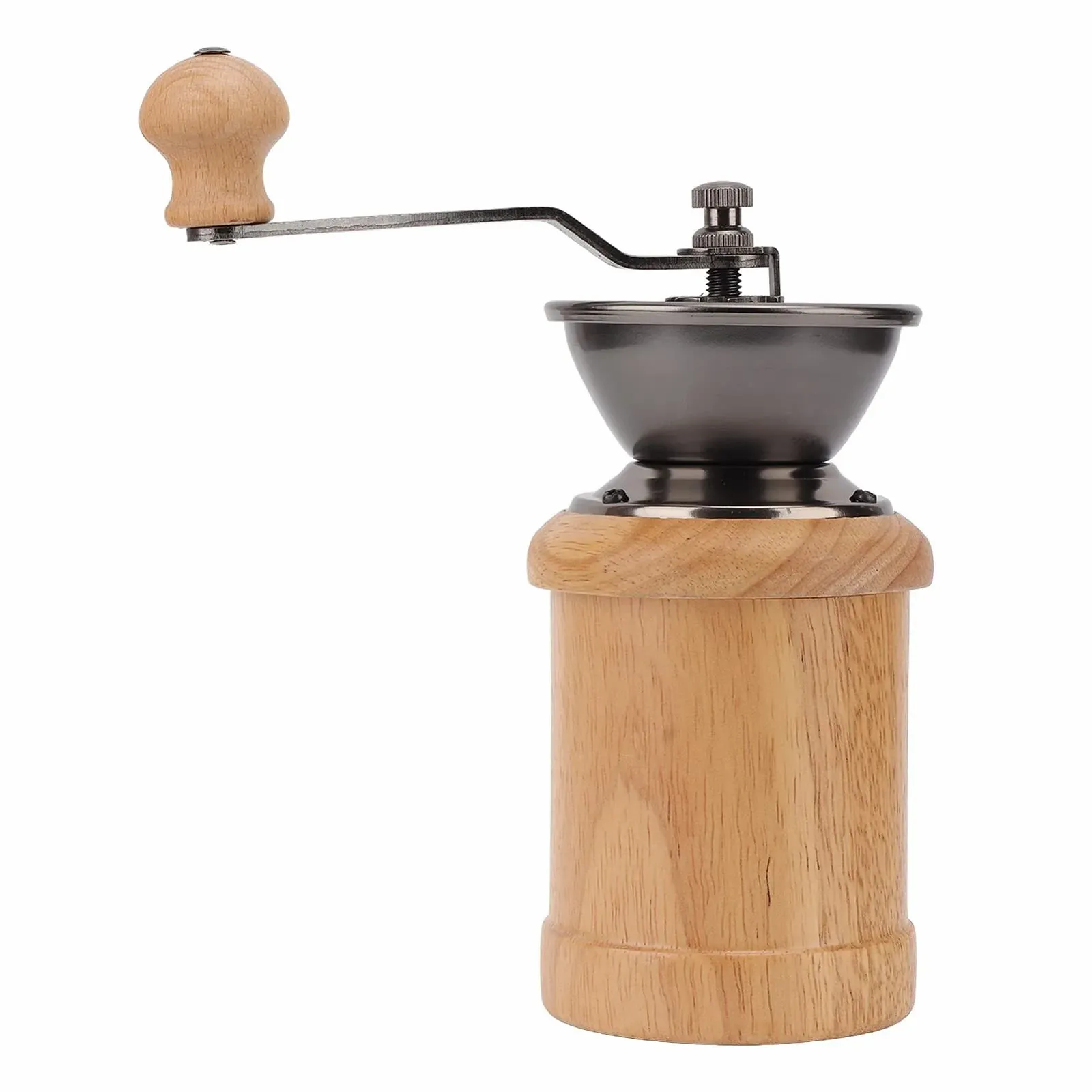 Ручная кофемолка Eiche Edelstahl Retro, эргономичная ручка, портативная, коническая, светлое дерево, фото №3