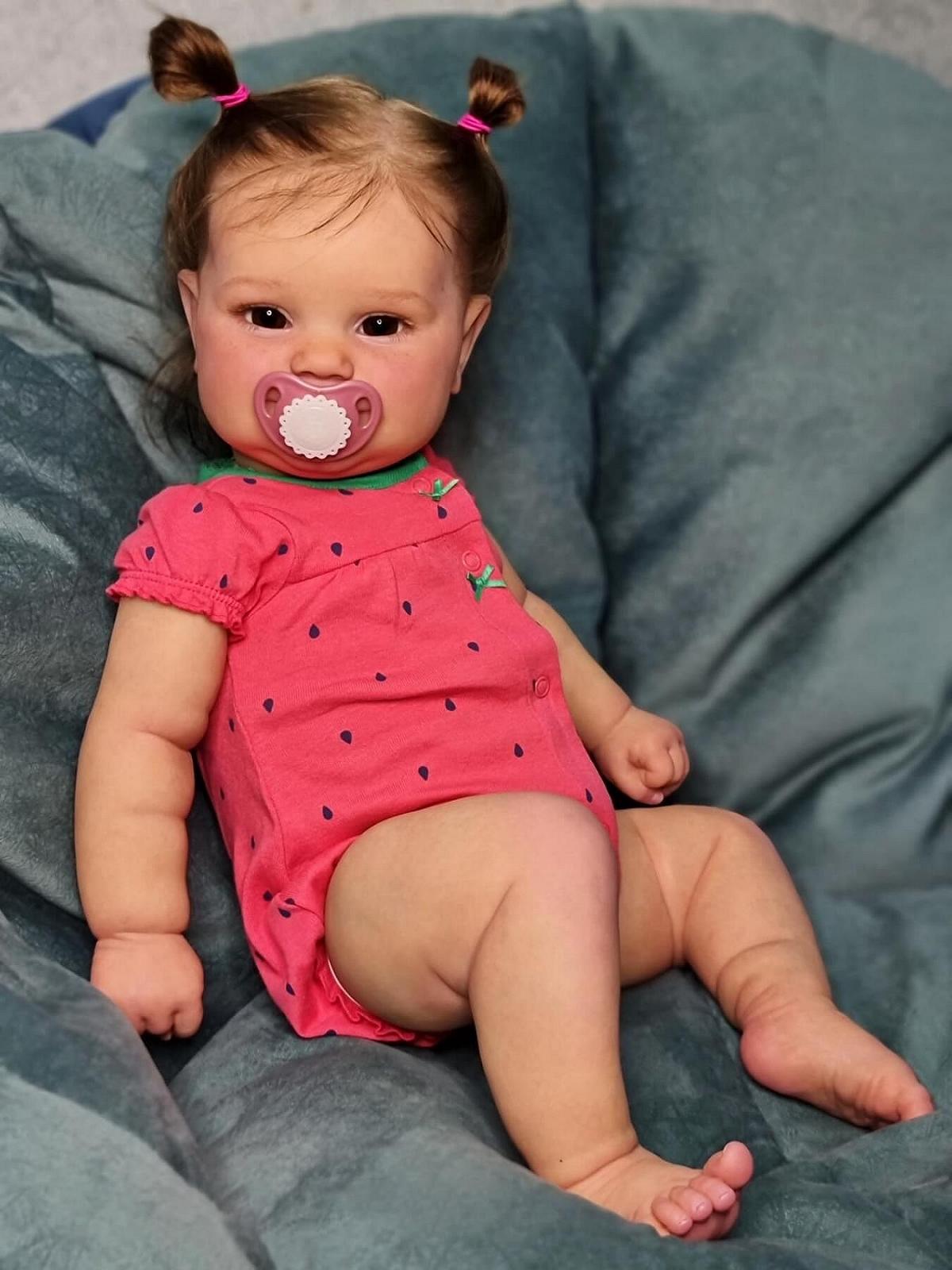 Реалистичная кукла Anano Reborn Maddie Силиконовая 20 дюймов с длинными волосами, фото №2