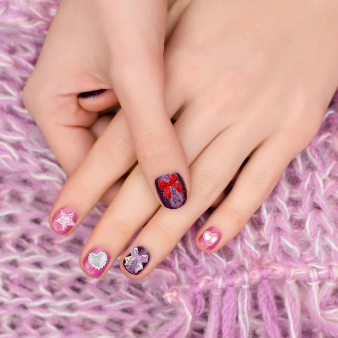 Набор для 3D украшений ногтей Сердце Звезда Бантики, Милые полимерные стразы для ногтей и декорации Содержит пинцет и ручку для точек, фото №6