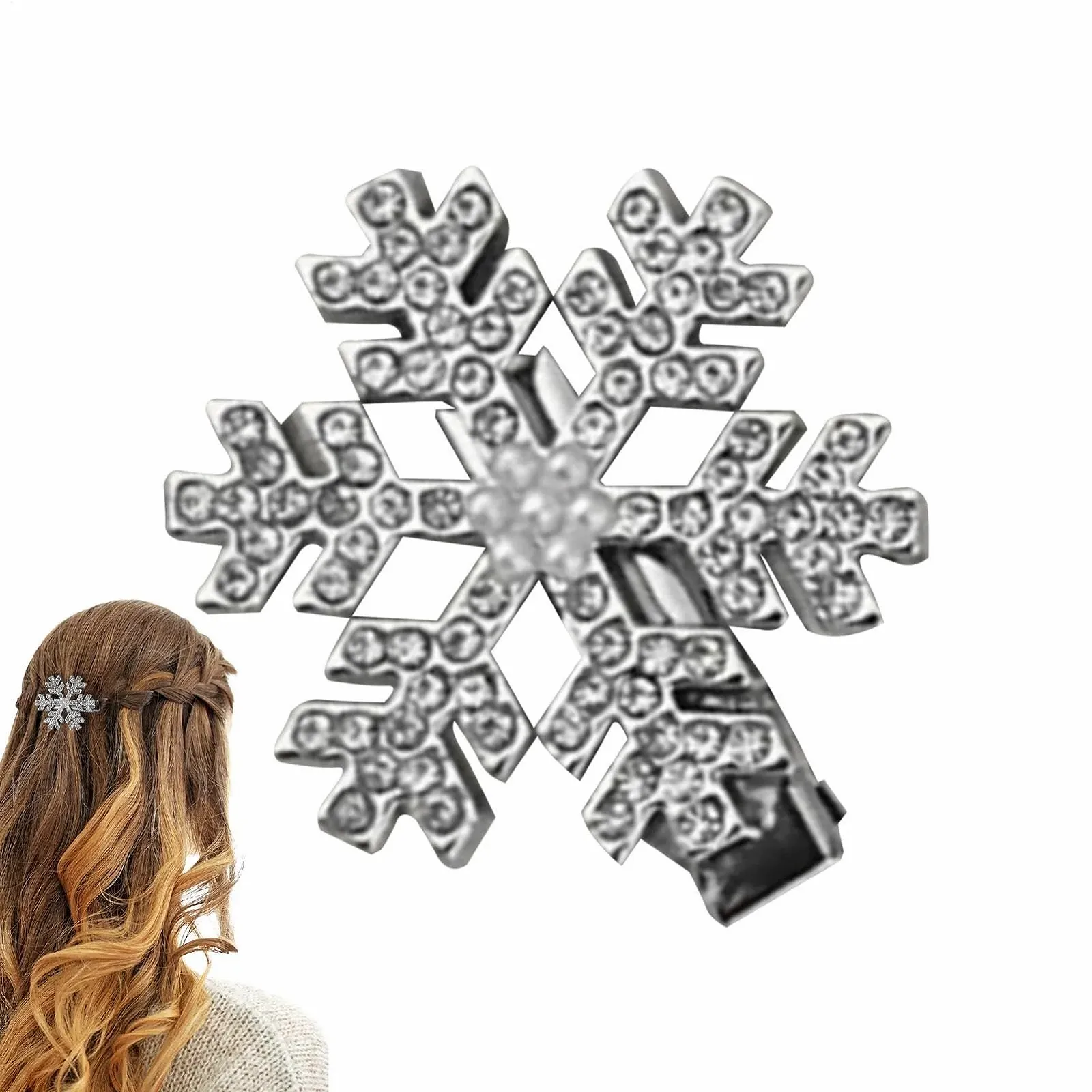 Заколка для волос Снежинка, элегантная заколка со стразами, праздничная заколка для волос, фото №8