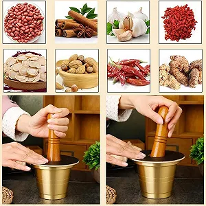 Ступка з товкачиком, з латуні, для спецій, міцний, довговічний і легко миється synthetic.ua - Фото 1