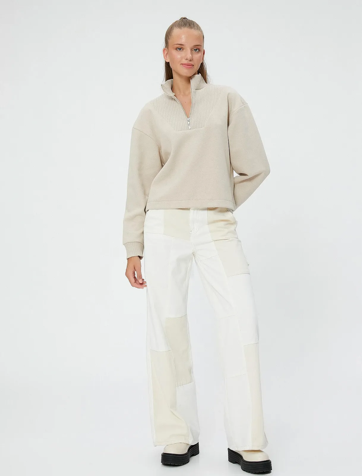 Жіноча Толстовка Koton Relax Fit з високою горловиною на блискавці, фото №3