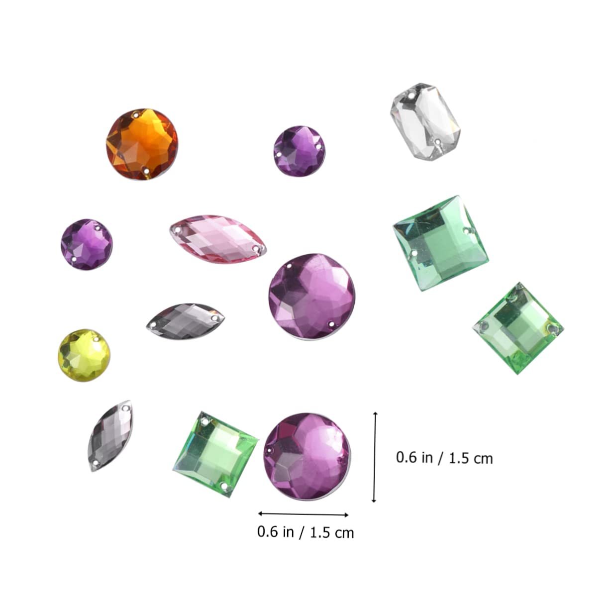 Стрази Beavorty Квадратна, кругла форми, різнокольорові, 100 шт., фото №3