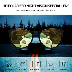 Солнцезащитные очки SUNGAIT SGT567SHKYSEU круглые винтажные женские классические ретро дизайнерские поляризованные Черная оправа synthetic.ua - Фото 1