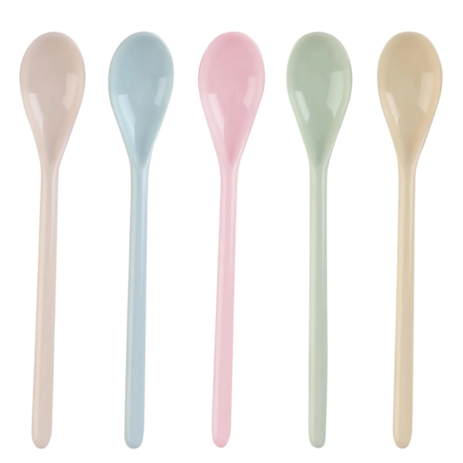 Ложки Пластикові Довгі Набір 5 штук Різнокольорові, фото №1