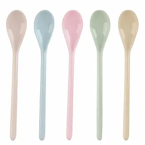 Ложки Пластикові Довгі Набір 5 штук Різнокольорові - Фото 1