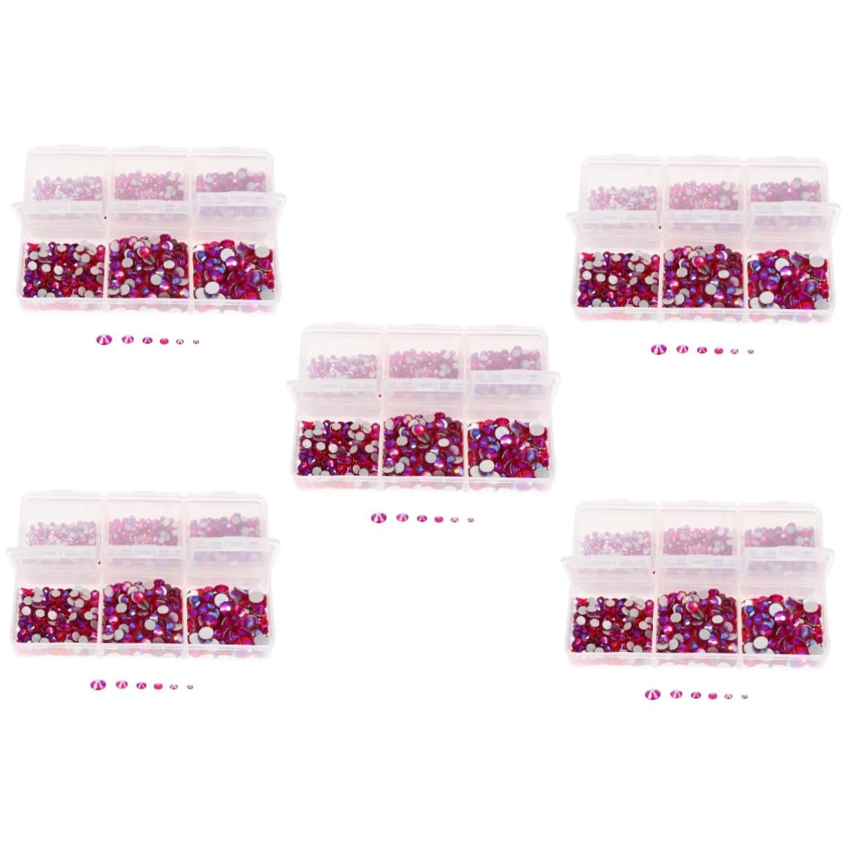 Стразы для ногтей FRCOLOR Плоские стразы для маникюра Блестящие аксессуары для ногтей Декоративные подвески для ногтей для начинающих и профессионалов, 5 коробок, фото №1