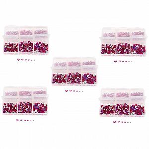 Стразы для ногтей FRCOLOR Плоские стразы для маникюра Блестящие аксессуары для ногтей Декоративные подвески для ногтей для начинающих и профессионалов, 5 коробок - Фото 1