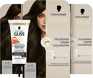 Крем-фарба Schwarzkopf Creme Supreme Coloration 4-0 Натуральний темно-коричневий (3 x 182 мл) - Фото 1