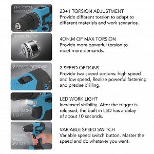 Бездротовий Шурупокрут Brushless 23 Plus 1 Torsion 1700 об/хв LED Світло Ергономічна ручка synthetic.ua - Фото 1