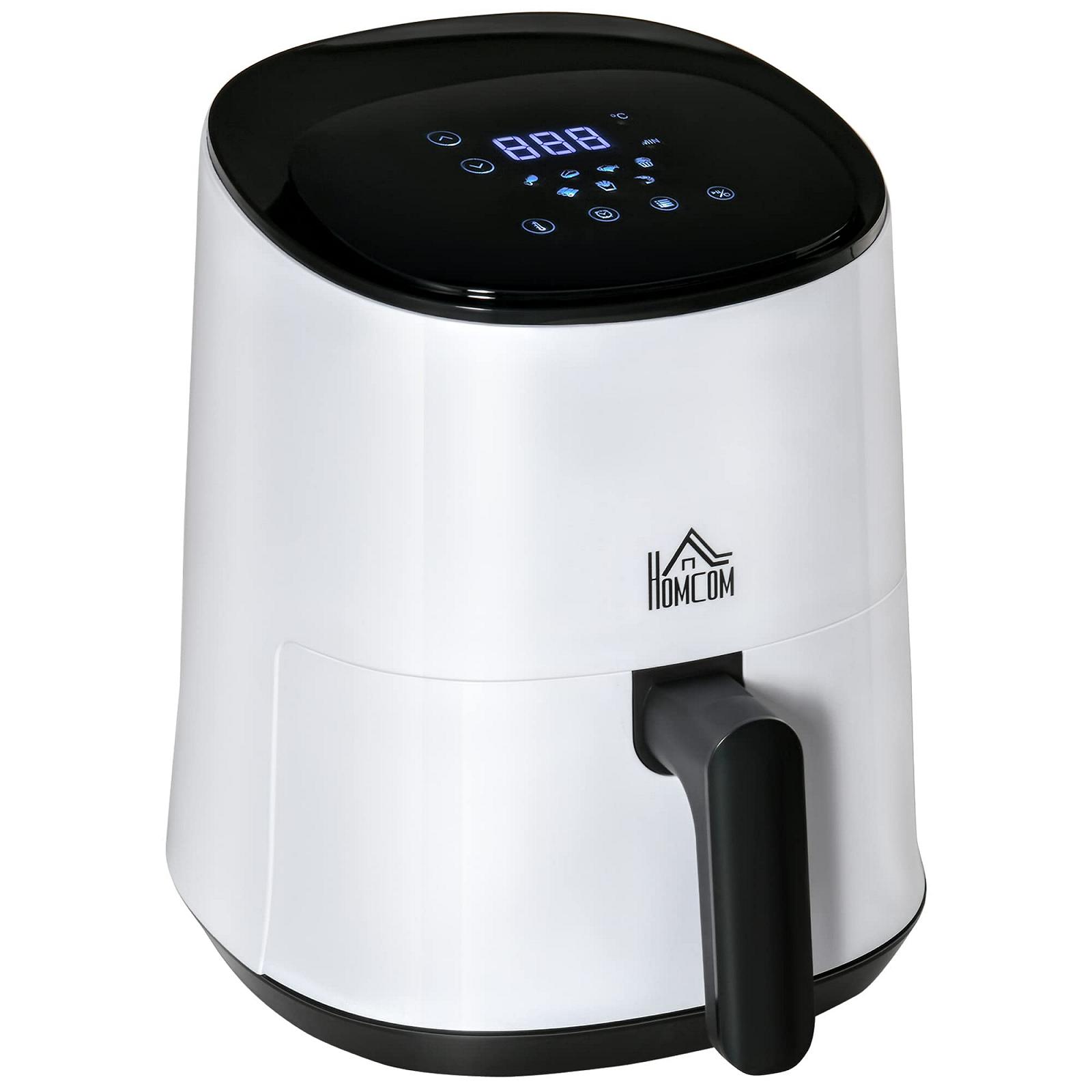 Аэрофритюрница HOMCOM 2.5 L 1300 W 7 Меню Антипригарная корзина Белый + Чёрный 33.9 x 24.9 x 29.9 см, фото №1