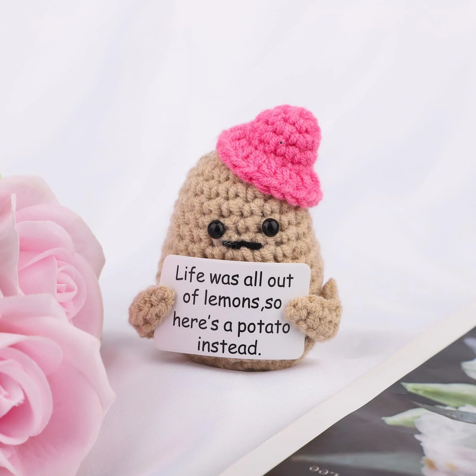 XIHIRCD Positive Potato Mini Забавная вязаная картошка 8.3 см с позитивными карточками, фото №3 XIHIRCD Positive Potato Mini Забавная вязаная картошка 8.3 см с позитивными карточками, фото №3