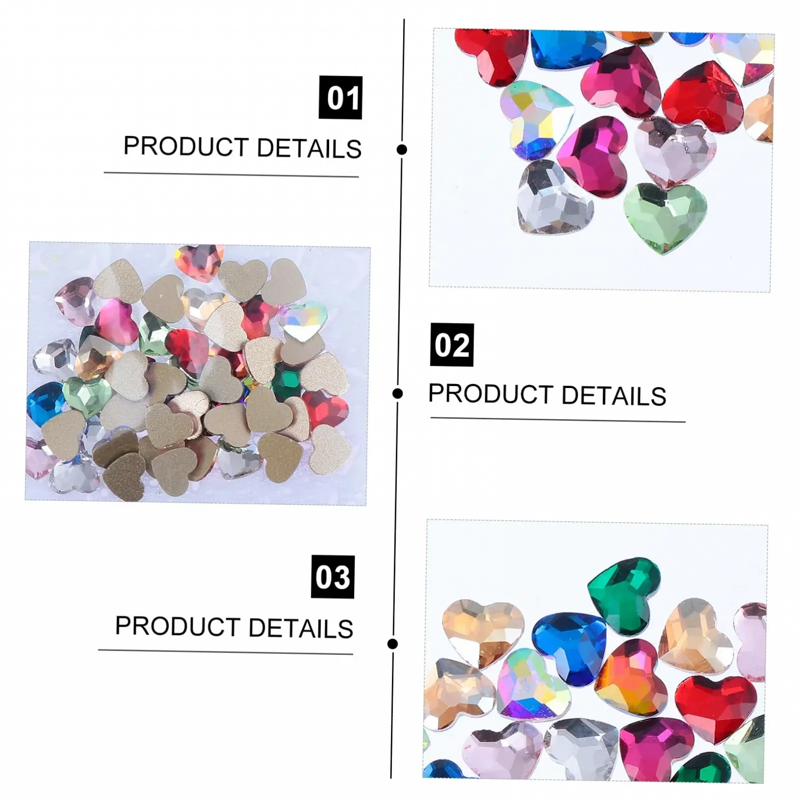 Украшения для ногтей в форме сердца POPETPOP, 100 шт., хрустальные 3D стеклянные наклейки для маникюра, фото №8