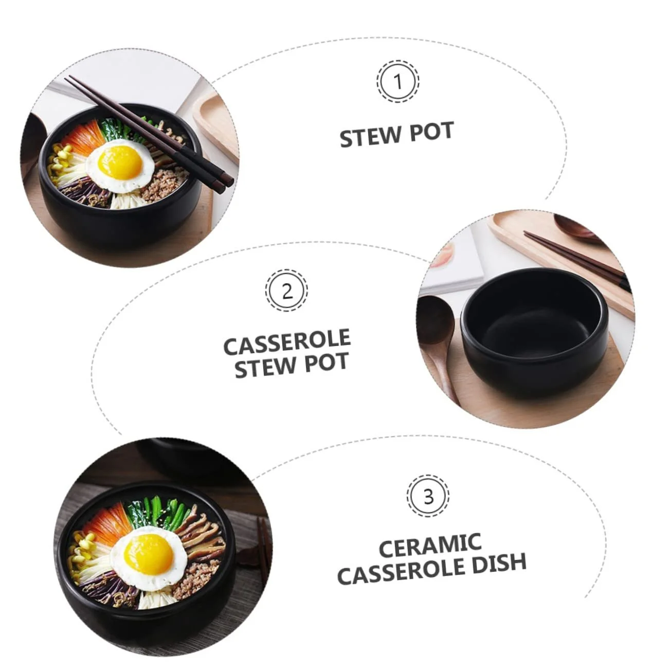 Кастрюля для запекания керамическая для бибимбапа термостойкая с глазурью 1 шт., фото №5