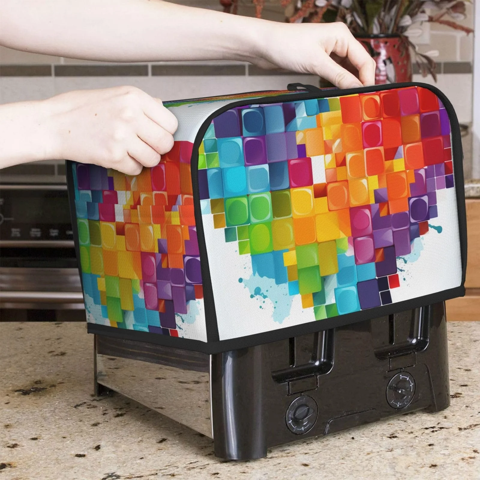 Чохол для тостера на 2 скибки Buntes Herz, різнокольорове серце, фото №5 Чохол для тостера на 2 скибки Buntes Herz, різнокольорове серце, фото №5