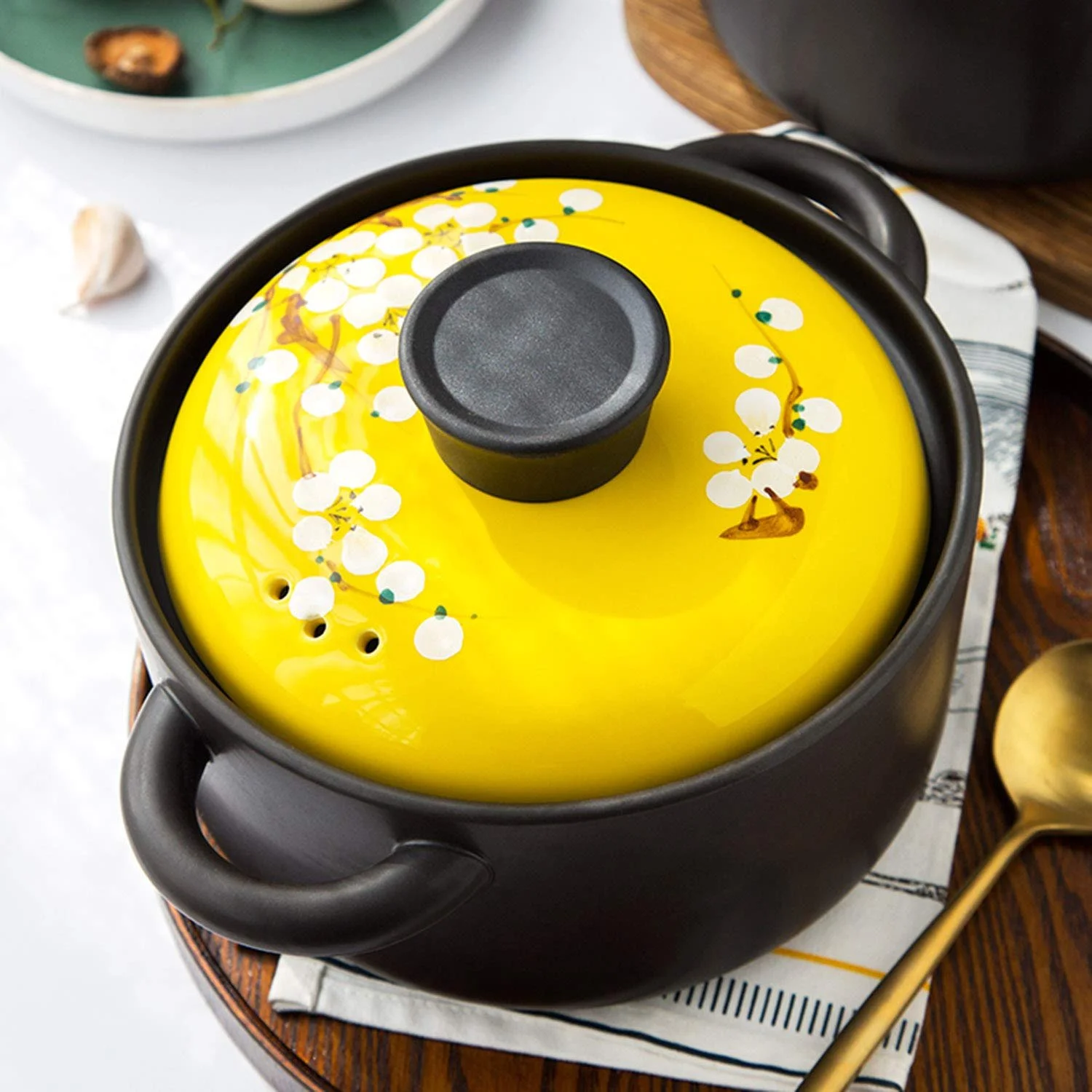 Каструля AIBAB з двома ручками, жаростійка, керамічна, багатофункціональна, для супу, в японському стилі, з кришкою, фото №6 Каструля AIBAB з двома ручками, жаростійка, керамічна, багатофункціональна, для супу, в японському стилі, з кришкою, фото №6