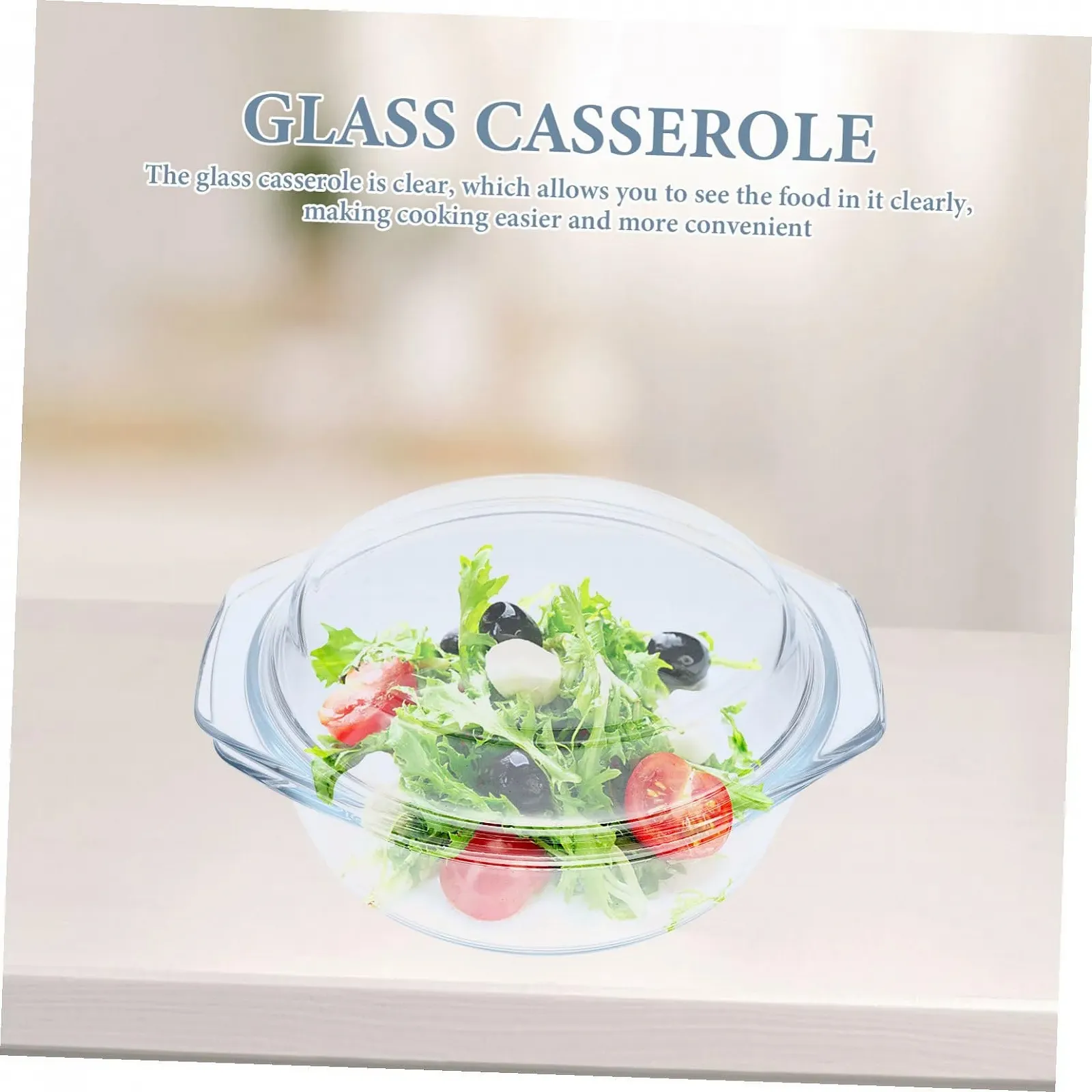 Круглая стеклянная форма для запекания Gadpiparty с крышкой и ручками из боросиликатного стекла термостойкая, фото №8