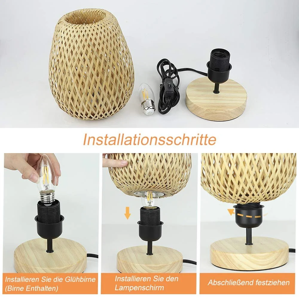 Настільна лампа Depuley Modern LED Rattan Bamboo Wood 16 x 29 см E27, фото №5