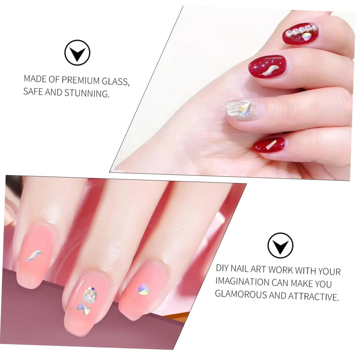 Стрази для нігтів Healeved, 200 шт, різних форм, з плоским дном, кристали, фото №3 Стрази для нігтів Healeved, 200 шт, різних форм, з плоским дном, кристали, фото №3