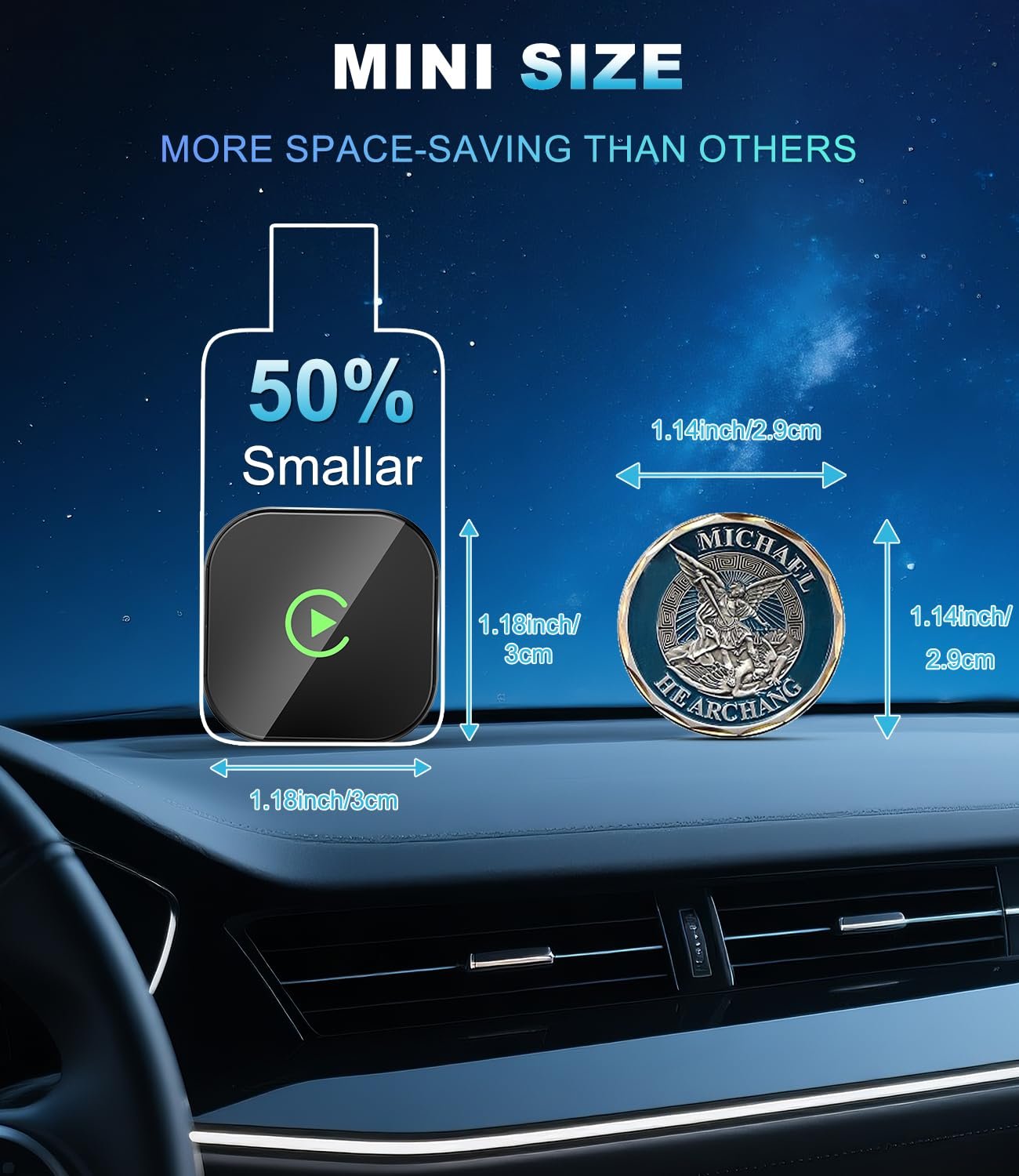 Беспроводной адаптер CarPlay для iPhone - Обновление до беспроводного CarPlay, Plug & Play, USB/Type-C, Мини и стабильный беспроводной автомобильный адаптер, совместимый с Apple iOS 10+ и автомобилями с проводным CarPlay начиная с 2016 года, фото №9