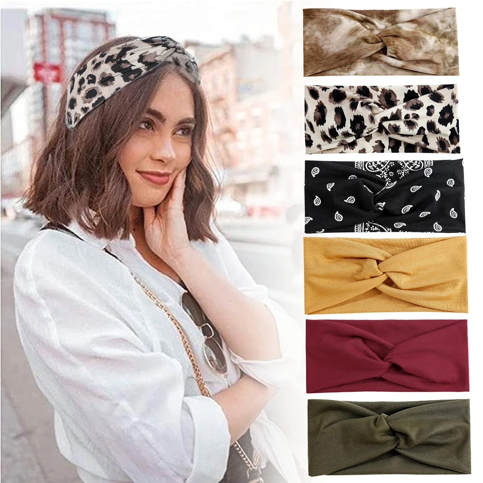 Пов'язка на голову Zhenp Широка Скручена М'яка, фото №7