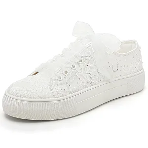 Кросівки Elivandon 9996 Весільні мереживні платформа 3.7 см зі стразами - Фото 1