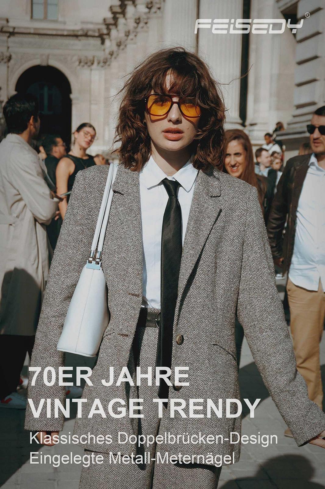 Сонцезахисні окуляри Квадратні Ретро FEISEDY 70-х років B2835, фото №3