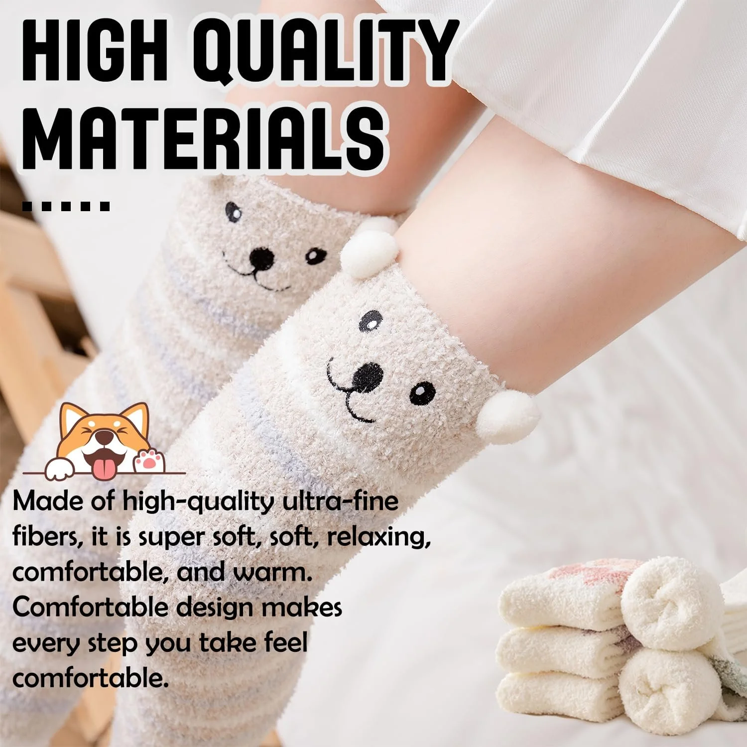 Жіночі довгі шкарпетки Panda Білий, один розмір, фото №3