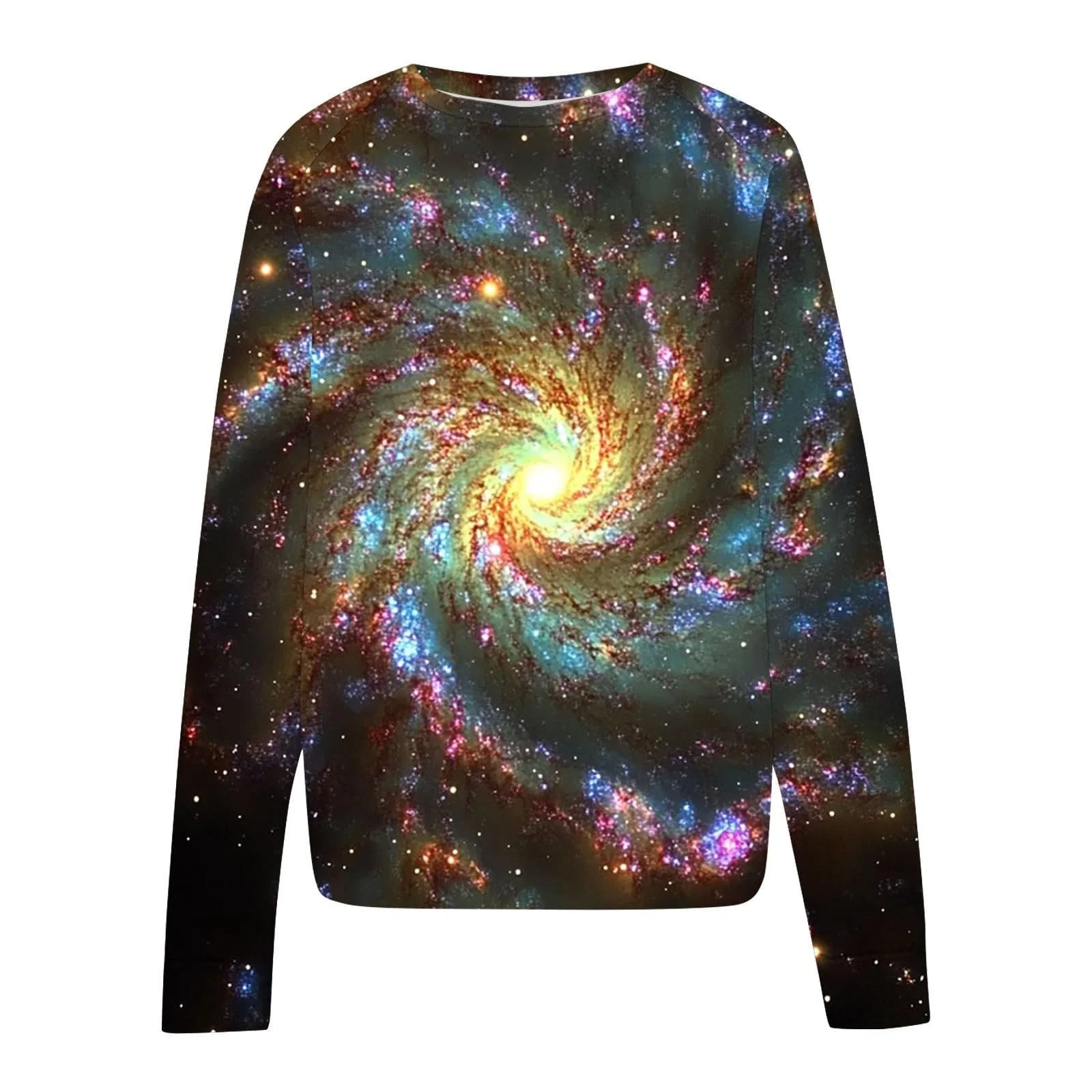 Лонгслив Komiseup Galaxy Женский, длинный рукав, круглый вырез, без капюшона, 3D принт галактики, большие размеры, модель 03, фото №4