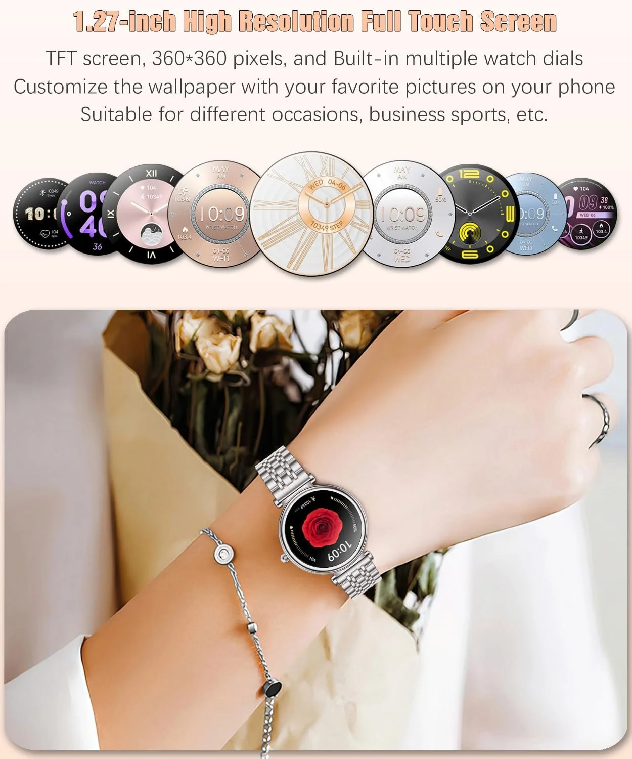 Смартчасы Женские 1.27 Дюймовый Цветной Экран Водонепроницаемый IP67, фото №3 Смартчасы Женские 1.27 Дюймовый Цветной Экран Водонепроницаемый IP67, фото №3