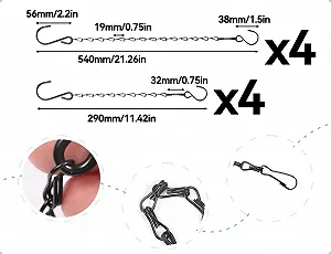 Набір ланцюжків для підвісних кошиків 8 штук Металеві з гачками 29 см та 54 см Чорний synthetic.ua - Фото 1